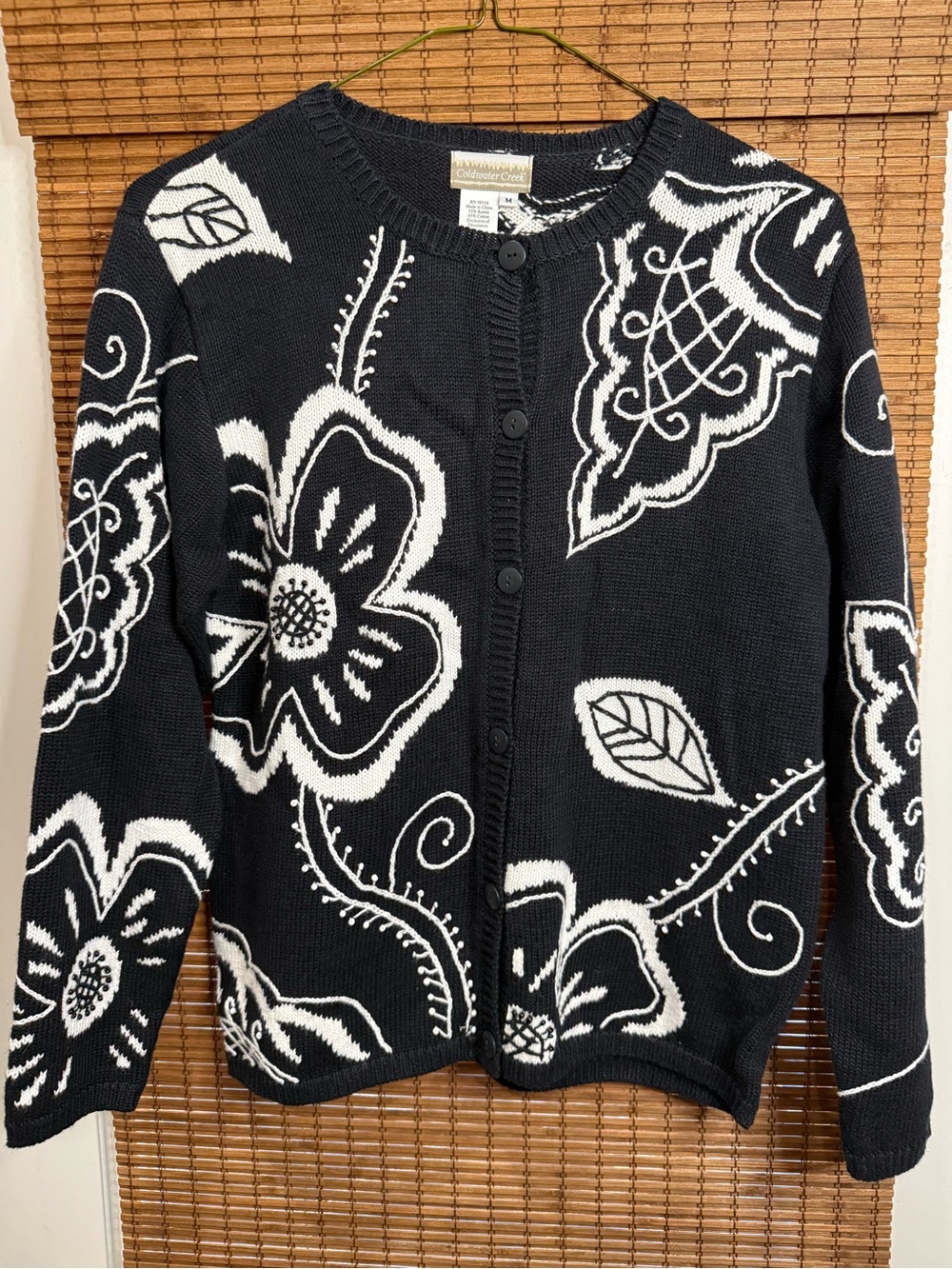 Coldwater Creek Black and White Floral Cardigan